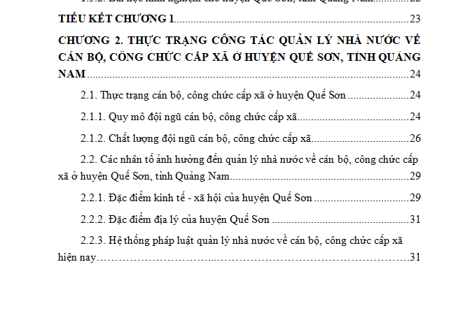 luận văn quản lý nhà nước về cán bộ công chức cấp xã ở huyện Quế Sơn