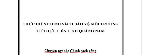 Thực hiện chính sách bảo vệ môi trường từ thực tiễn tỉnh Quảng Nam