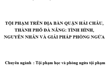 Tội phạm trên địa bàn quận Hải Châu: tình hình, nguyên nhân và giải pháp phòng ngừa