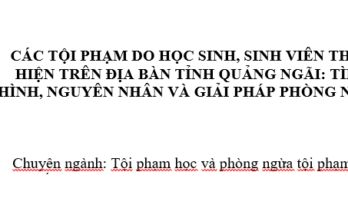 Các tội phạm do học sinh và sinh viên thực hiện: Tình hình nguyên nhân và giải pháp