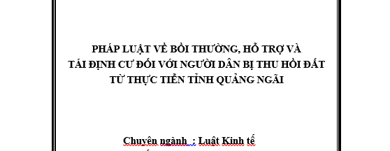 Pháp luật về bồi thường, hỗ trợ và tái định cư đối với người dân bị thu hồi đất