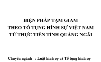 Biện pháp tạm giam theo tố tụng hình sự Việt Nam