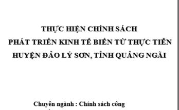 Thực hiện chính sách phát triển kinh tế biển từ thực tiễn huyện đảo Lý Sơn
