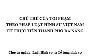 Chủ thể của tội phạm theo pháp luật hình sự Việt Nam từ thực tiễn thành phố Đà Nẵng