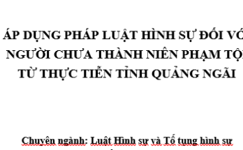 Áp dụng pháp luật hình sự đối với người chưa thành niên phạm tội