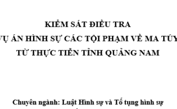 Kiểm sát điều tra vụ án hình sự các tội phạm về ma túy