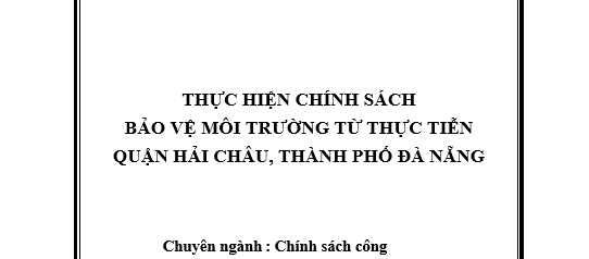 Thực hiện chính sách bảo vệ môi trường từ thực tiễn quận Hải Châu