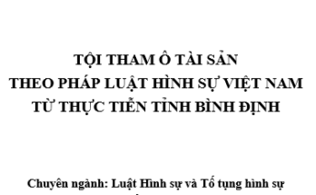 Tội tham ô tài sản theo pháp luật hình sự Việt Nam từ thực tiễn tỉnh Bình Định