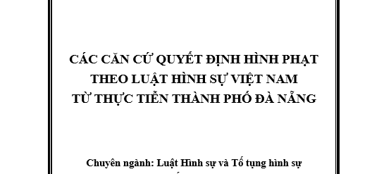 Các căn cứ quyết định hình phạt theo luật hình sự Việt Nam từ thực tiễn thành phố Đà Nẵng