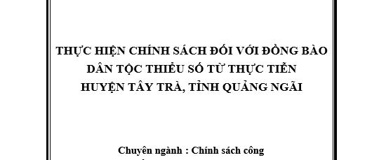 Thực hiện chính sách đối với đồng bào dân tộc thiểu số từ thực tiễn huyện Tây Trà