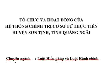 Tổ chức và hoạt động của hệ thống chính trị cơ sở từ thực tiễn huyện Sơn Tịnh