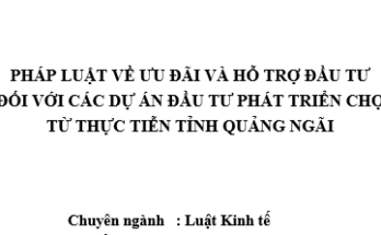 Pháp luật về ưu đãi và hỗ trợ đầu tư đối với các dự án đầu tư phát triển chợ từ thực tiễn tỉnh Quảng Ngãi