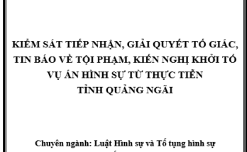 Kiểm sát việc tiếp nhận giải quyết tố giác tin báo và kiến nghị khởi tố vụ án