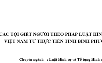Các tội giết người trong luật hình sự Việt Nam từ thực tiễn tỉnh Bình Phước