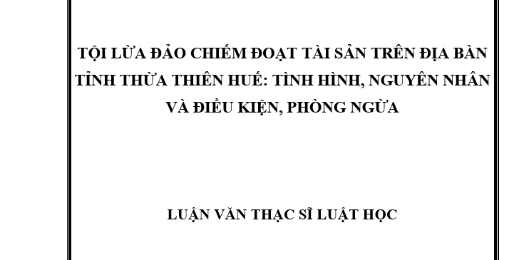 Tội lừa đảo chiếm đoạt tài sản trên địa bàn tỉnh Thừa Thiên Huế