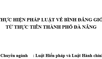 Thực hiện pháp luật về bình đẳng giới từ thực tiễn Thành phố Đà Nẵng