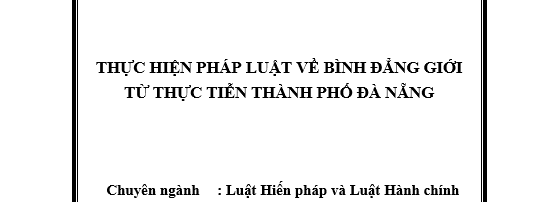Thực hiện pháp luật về bình đẳng giới từ thực tiễn Thành phố Đà Nẵng