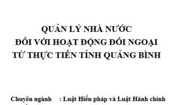 QLNN đối với hoạt động đối ngoại từ thực tiễn tỉnh Quảng Bình