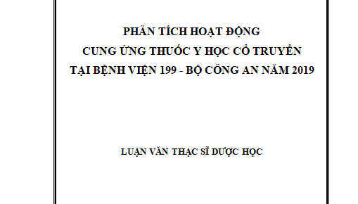 PHÂN TÍCH HOẠT ĐỘNG CUNG ỨNG THUỐC Y HỌC CỔ TRUYỀN
