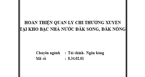 Hoàn thiện quản lý chi thường xuyên tại KBNN Đăk Song,