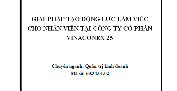 Giải pháp tạo động lực làm việc cho nhân viên tại Công ty CP Vinaconex 25