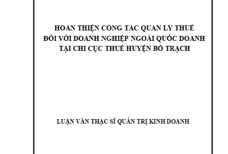 Hoàn thiện công tác quản lý thuế đối với doanh nghiệp ngoài quốc doanh