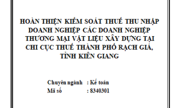 Hoàn thiện kiểm soát thuế TNDN đối với các doanh nghiệp thương mại
