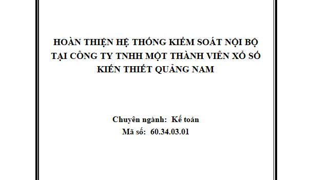 Hoàn thiện hệ thống kiểm soát nội bộ tại Công ty