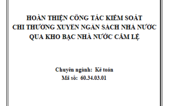 Hoàn thiện công tác Kiểm soát chi thường xuyên NSNN