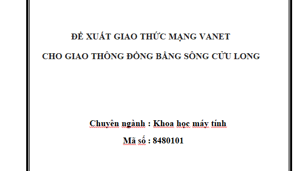 Đề xuất giao thức định mạng VANET cho giao thông