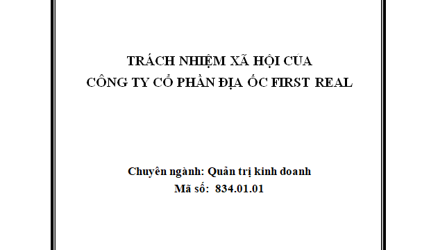 Trách nhiệm xã hội của công ty cổ phần địa ốc First Real