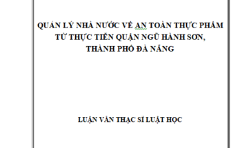 Quản lý nhà nước về an toàn thực phẩm từ thực tiễn tại quận Ngũ Hành Sơn
