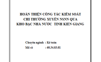 Hoàn thiện công tác kiểm soát chi thường xuyên NSNN