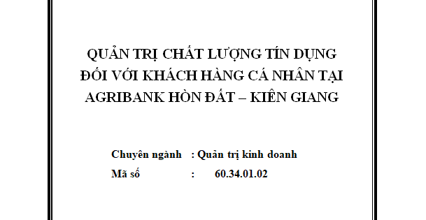 Quản trị chất lượng tín dụng đối với khách hàng cá nhân tại Agribank