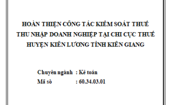 Hoàn thiện công tác kiểm soát thuế thu nhập doanh nghiệp tại Chi cục Thuế