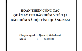 Hoàn thiện công tác quản lý chi bảo hiểm y tế tại Bảo hiểm xã hội tỉnh Quảng Nam
