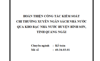 Hoàn thiện công tác kiểm soát chi thường xuyên ngân sách nhà nước qua Kho bạc Nhà nước
