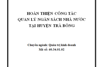 Hoàn thiện công tác quản lý ngân sách nhà nước tại huyện Trà Bồng