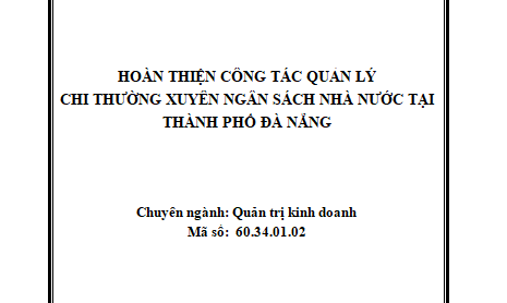 Hoàn thiện công tác quản lý chi thường xuyên ngân sách nhà nước