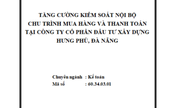 TĂNG CƯỜNG KIỂM SOÁT NỘI BỘ CHU TRÌNH MUA HÀNG VÀ THANH TOÁN TẠI CÔNG TY