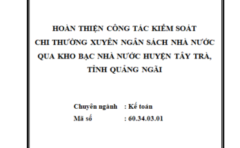 Hoàn thiện công tác kiểm soát chi thường xuyên ngân sách nhà nước