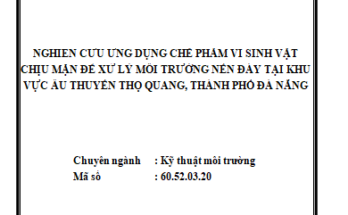 Nghiên cứu ứng dụng chế phẩm vi sinh vật chịu mặn để xử lý môi trường nền đáy tại khu vực âu thuyền Thọ Quang thành phố Đà Nẵng