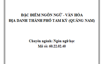 ĐẶC ĐIỂM NGÔN NGỮ - VĂN HÓA ĐỊA DANH THÀNH PHỐ TAM KỲ (QUẢNG NAM)