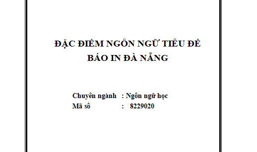 Đặc điểm ngôn ngữ tiêu đề báo in Đà Nẵng