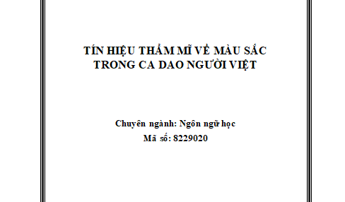 TÍN HIỆU THẨM MĨ VỀ MÀU SẮC TRONG CA DAO NGƯỜI VIỆT