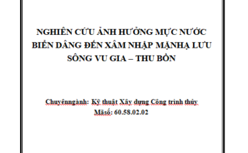 Nghiên cứu ảnh hưởng mực nước biển dâng đến xâm nhập mặn hạ lưu sông Vu Gia