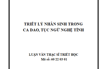 Triết lý nhân sinh trong ca dao tục ngữ Nghệ Tĩnh