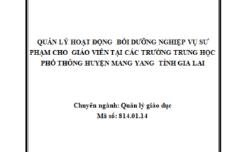 Quản lý hoạt động bồi dưỡng NVSP cho GV tại các trường THPT huyện Mang Yang tỉnh Gia Lai