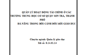 Quản lý hoạt động tài chính ở các trường THCS tại quận Sơn Trà thành phố Đà Nẵng trong bối cảnh đổi mới giáo dục