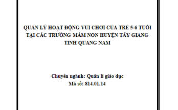 Quản lý hoạt động vui chơi của trẻ 5-6 tuổi tại các trường mầm non huyện Tây Giang tỉnh Quảng Nam